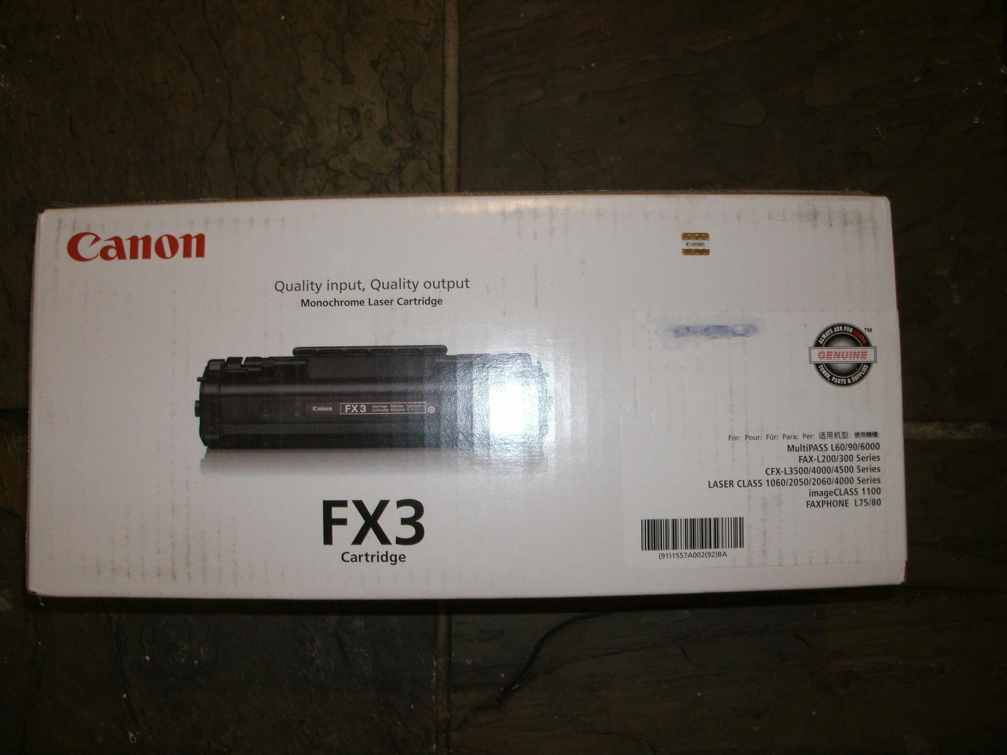 Canon FX3 Black OEM Toner Cartridge. New. FX-3.