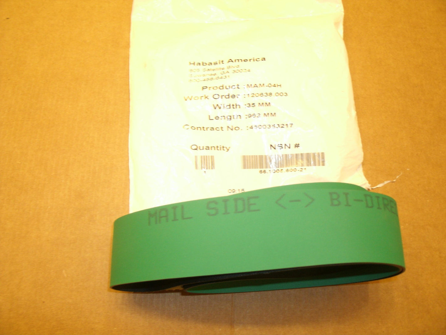 Habasit 66.1005.600-21 Belt. New. MAM-04H.