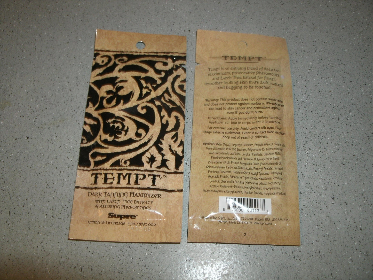 Supre Tempt Dark Tanning Maximizer. 25 15ML Packets.