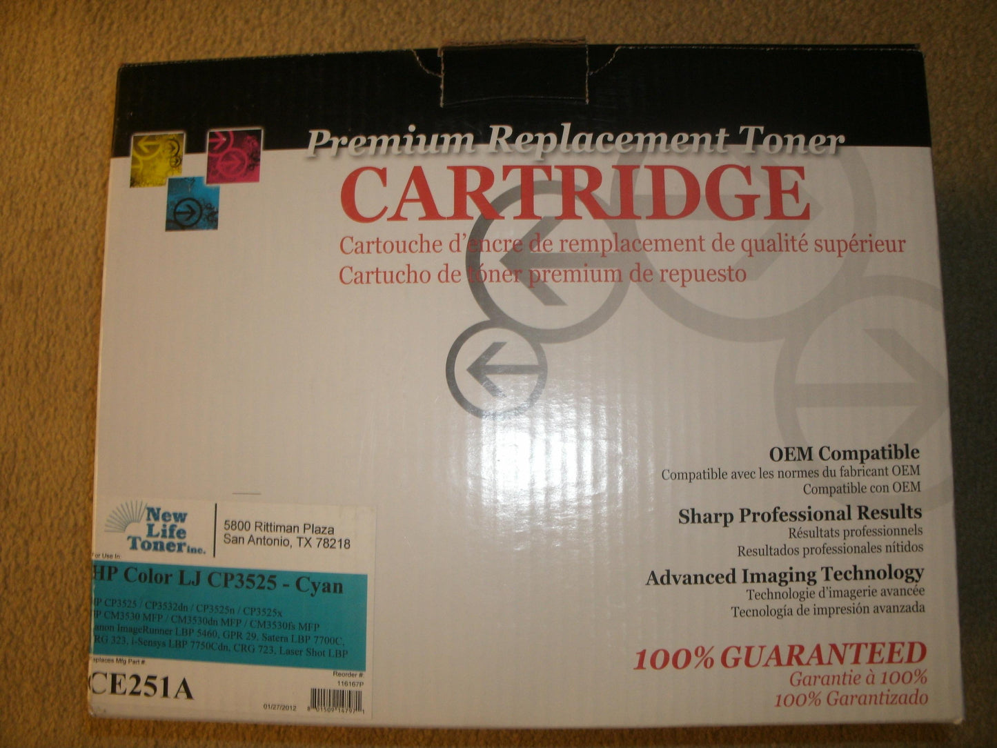 HP LaserJet CP3525 Cyan Toner Cartridge. New.