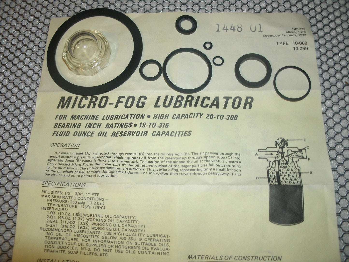 Norgren 1448-01 Repair Kit, Head Assembly. New.