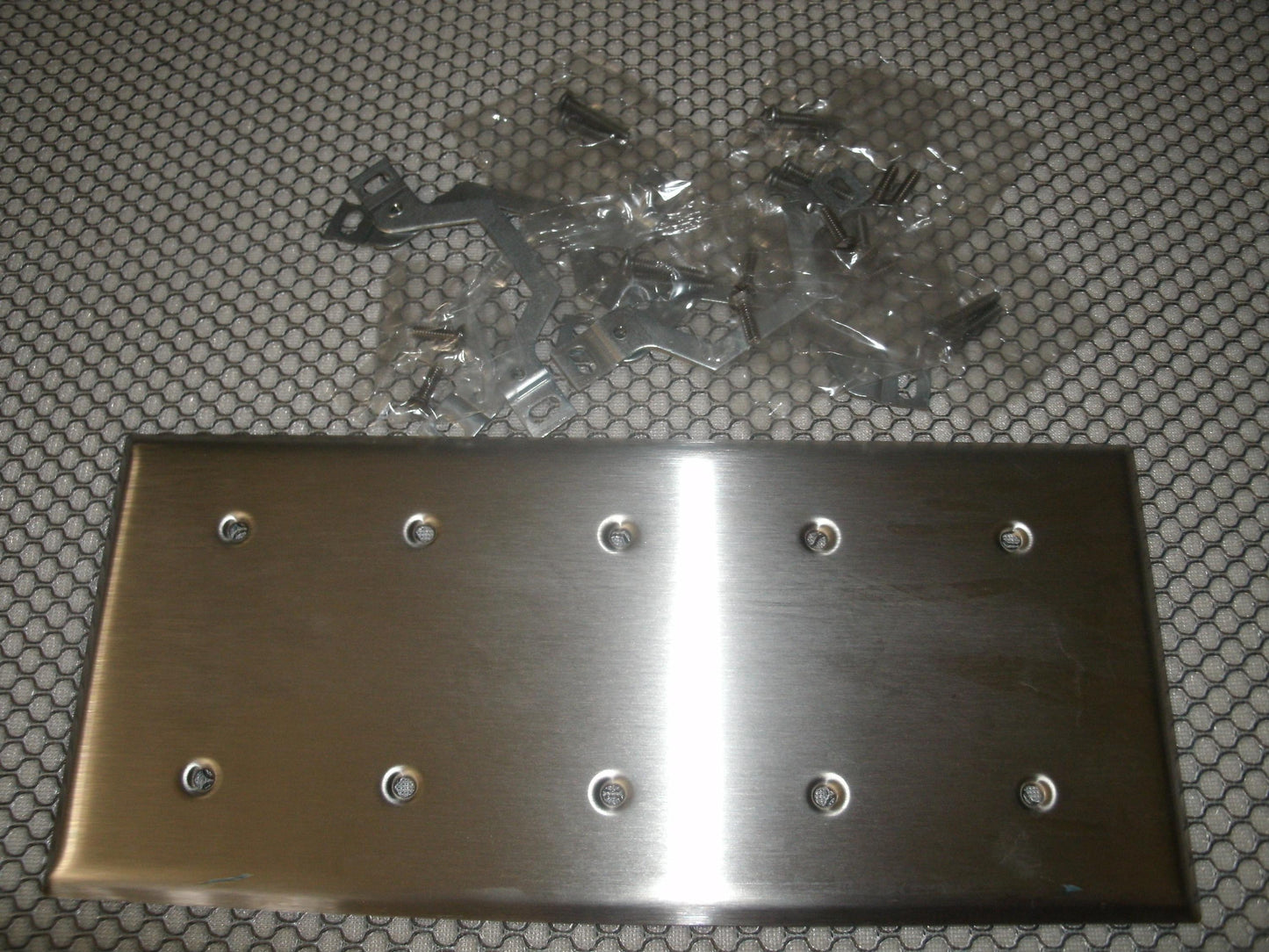 Leviton S54-N. 5 Gang Wall Plate. 5-Blank. Stainless Steel. New.