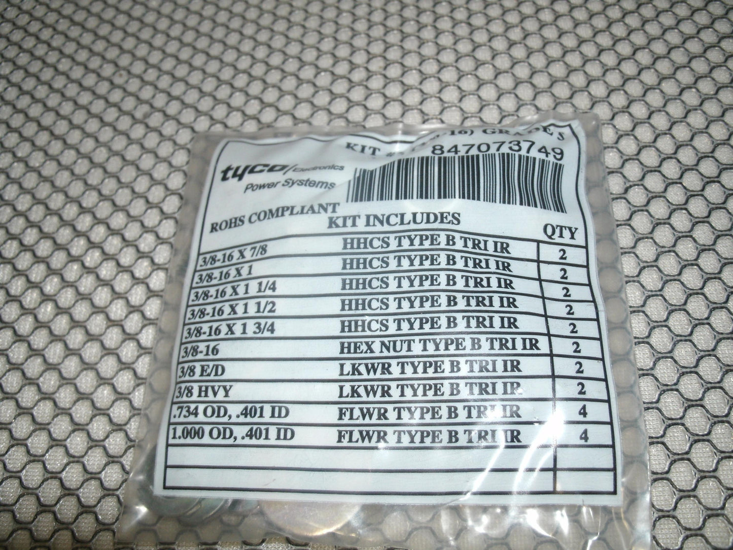 Tyco 847073749 Kit #3 (3/8-16) Grade 5. New. (28)