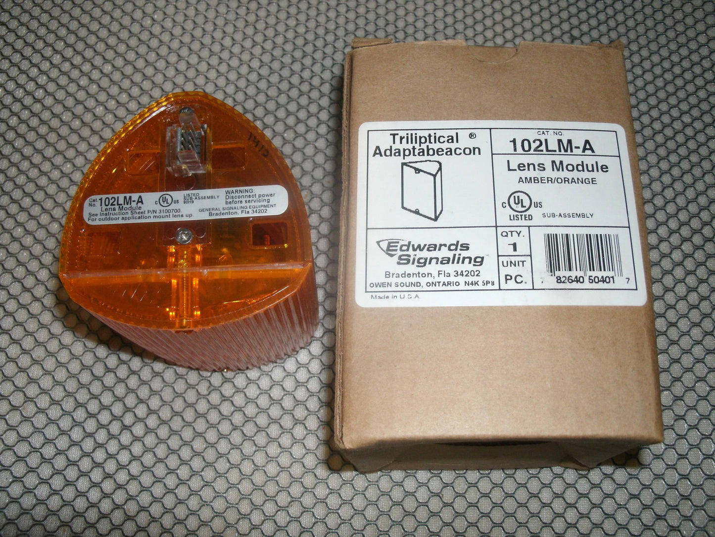 Edwards Signaling 102LM-A Lens Module. Amber/Orange. New.