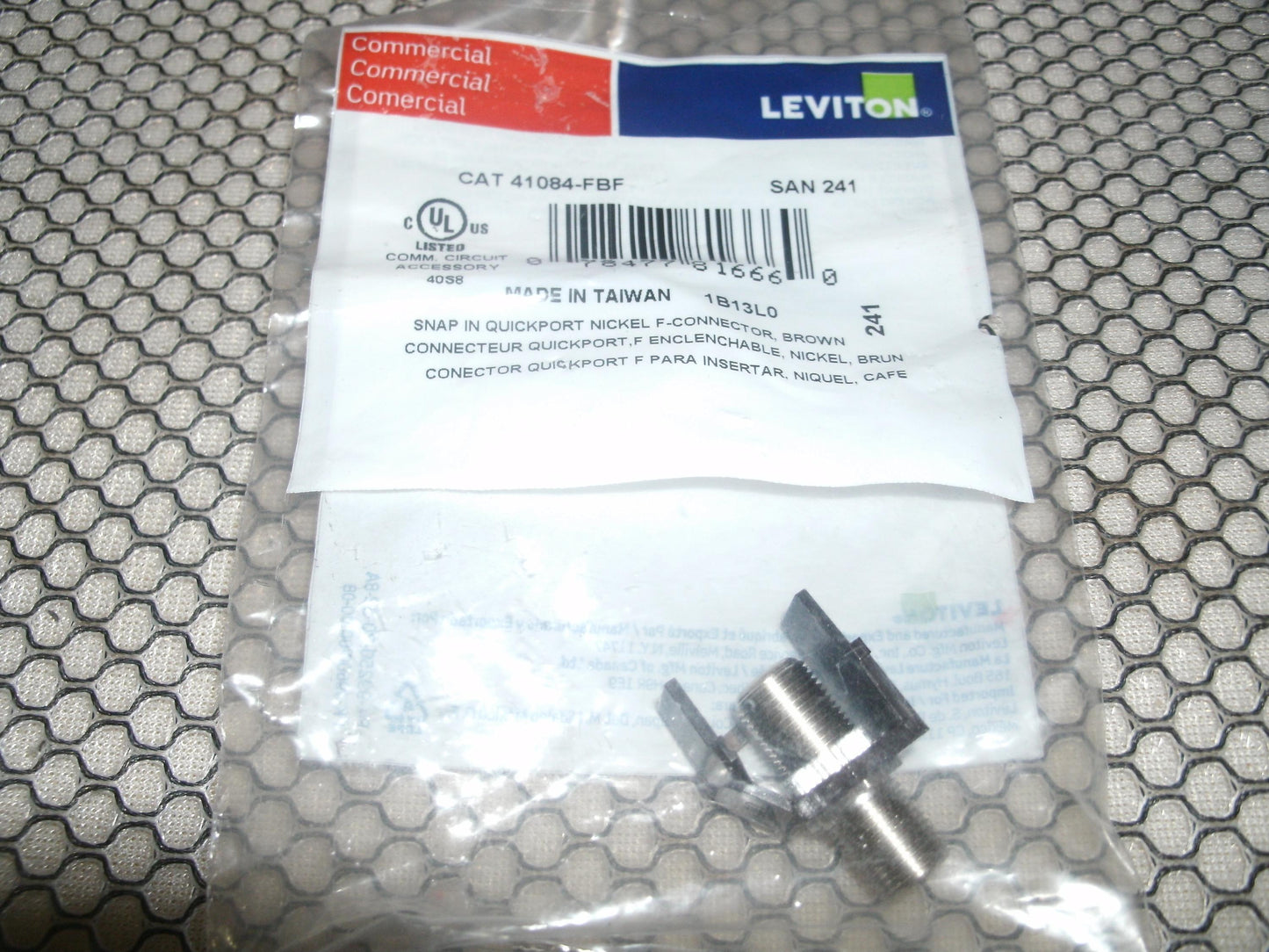 Leviton CAT 41084-FBF QuickPort F-Type Adapter. New.