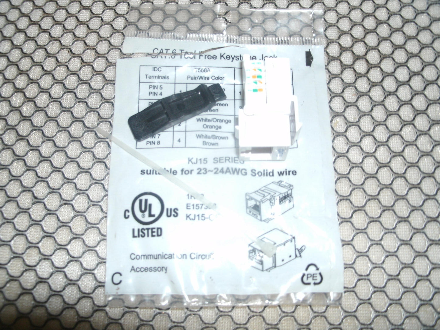 Communication Circuit Keystone Jack. T568A T568B. White.