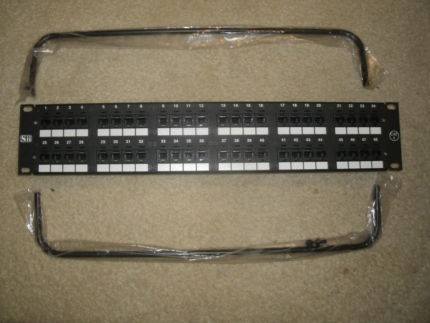 SII Cat-5 48 Port Patch Panel. Black. New. SII-48.