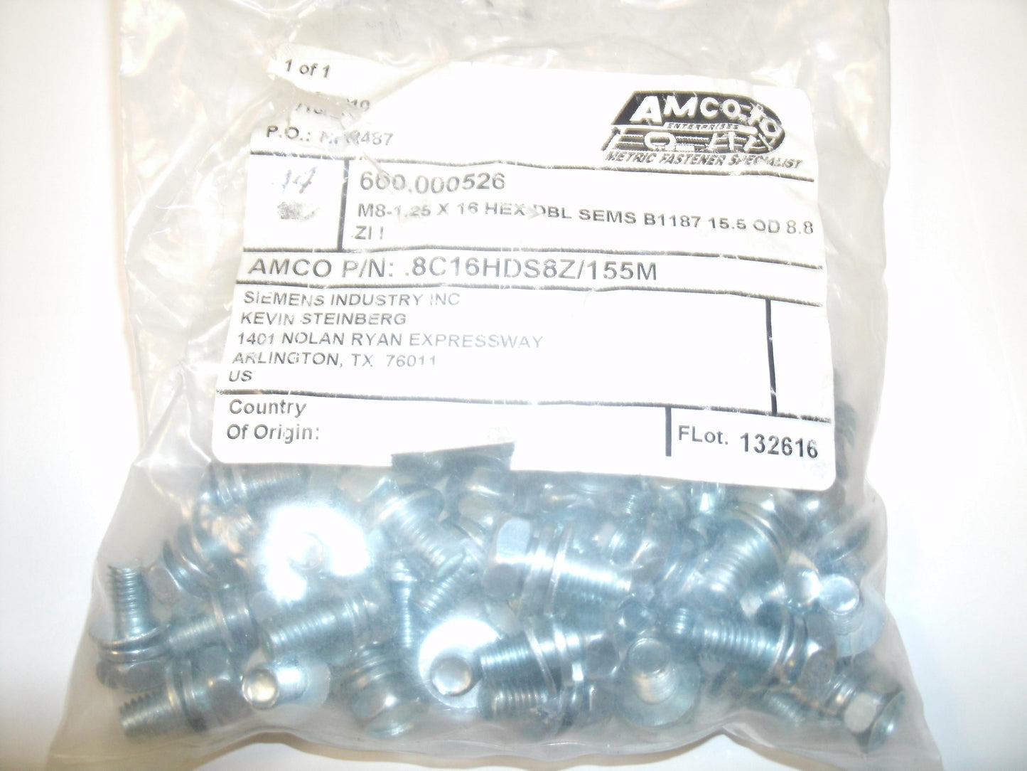 Amco 660.000526 M8-1.25 X16 X DBL SEM. New.