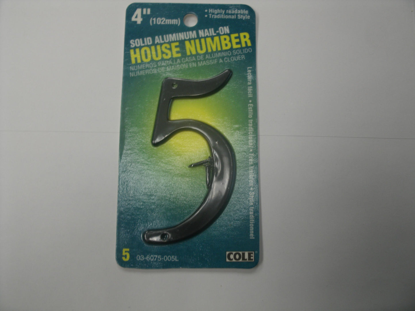 Cole 03-6075-005L House Number 5. New. 4".
