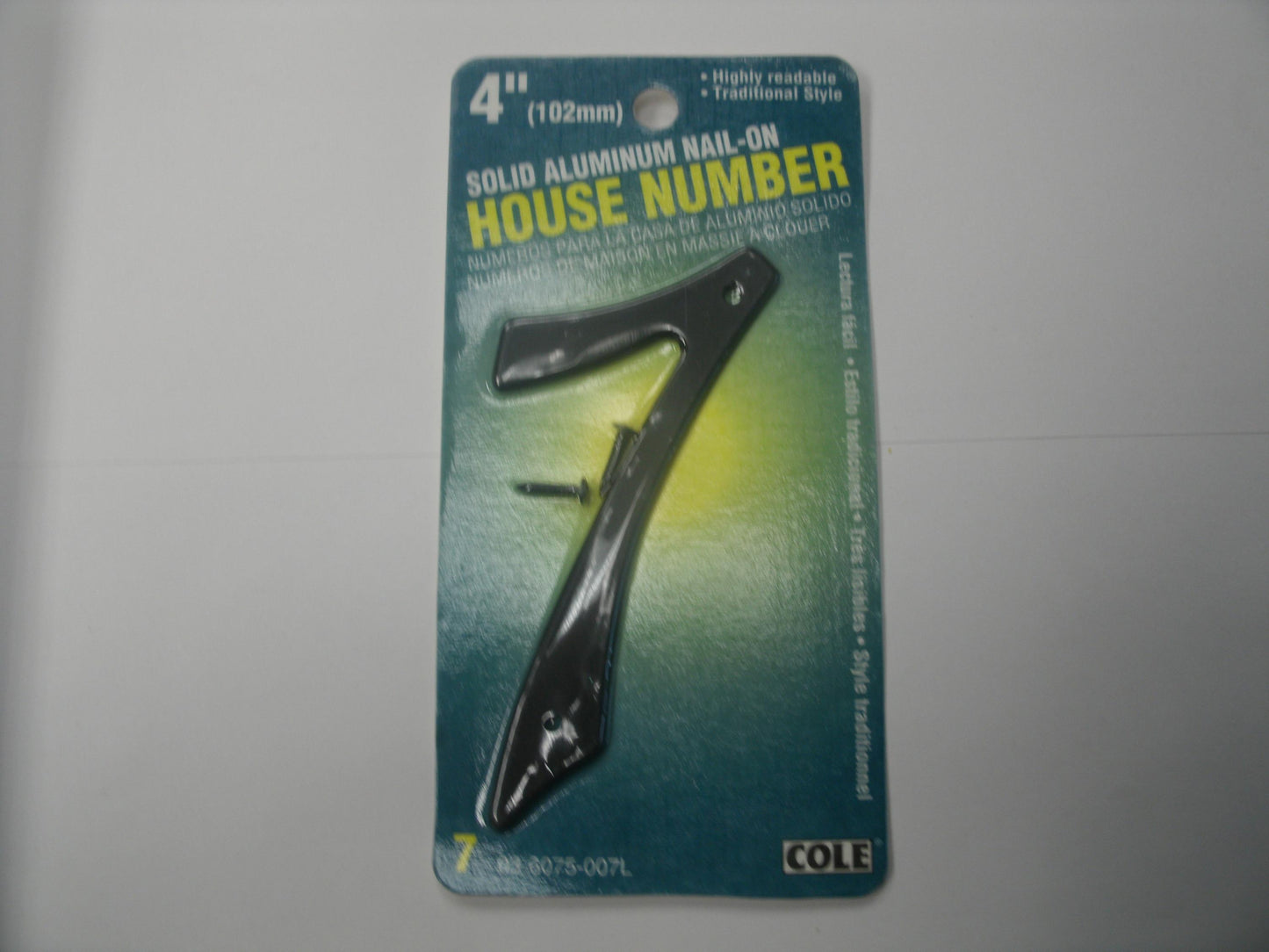 Cole 03-6075-007L House Number 7. New. 4".