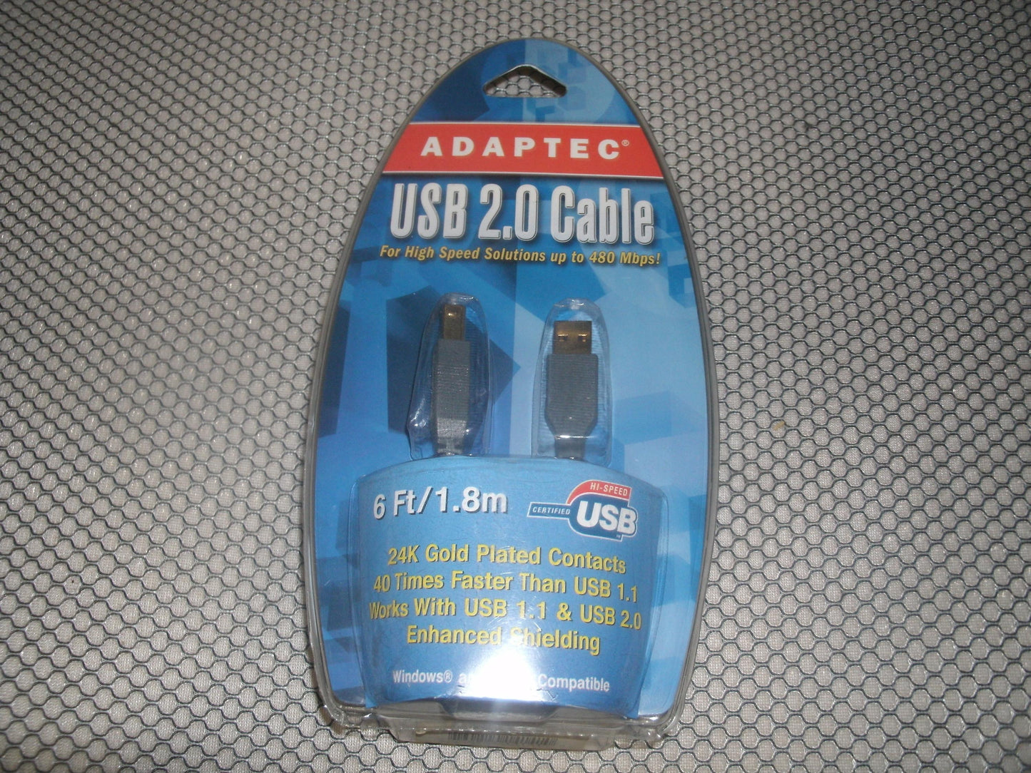 Adaptec 2028400 6FT USB 2.0 Cable. 24K Gold Connectors.