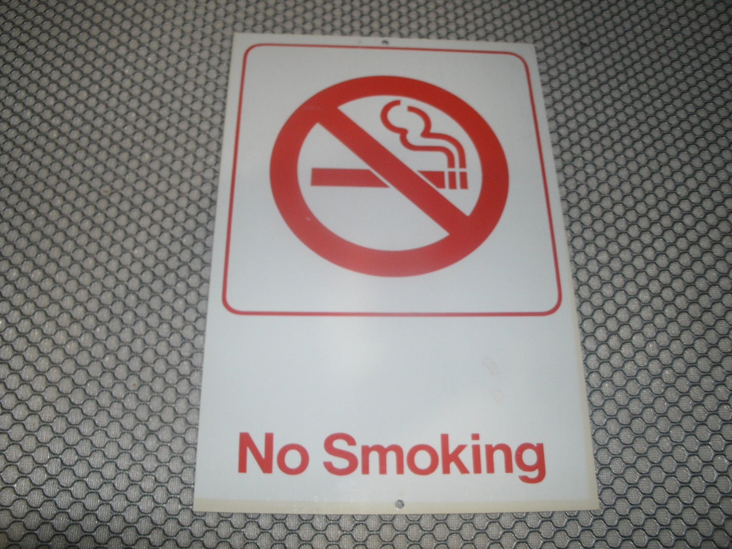 No Smoking Plastic Sign with 2 Screw Holes. 6" X 9". New.