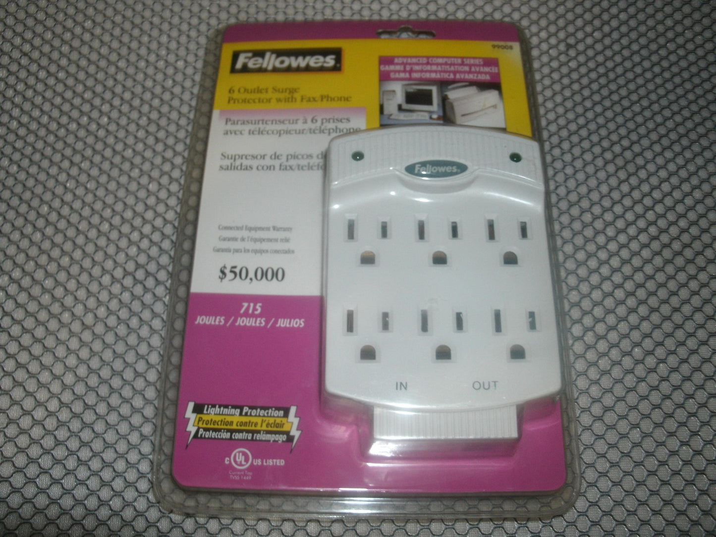 Fellowes 99008 Surge Protector. 6 Outlet. New.