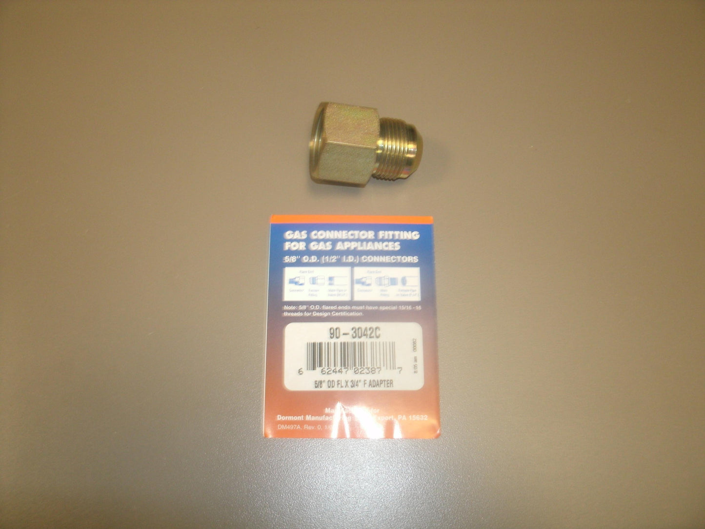Dormont 90-3042C, 5/8" OD FL X 3/4" F Adapter. New.