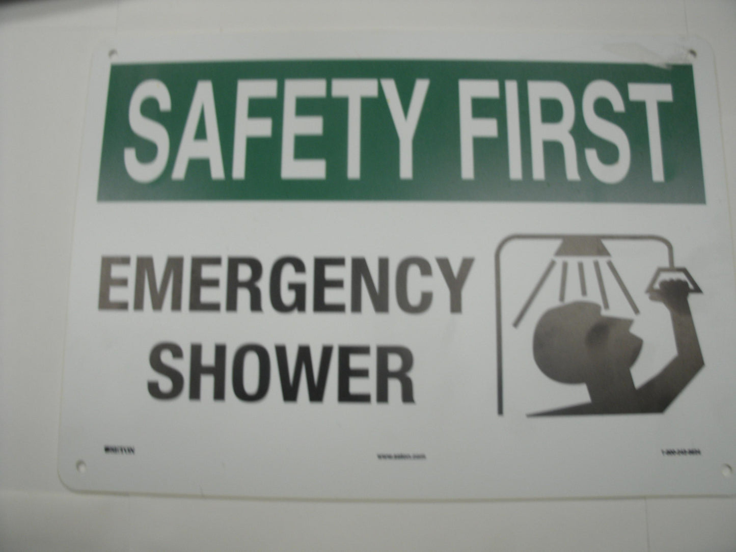 Seton "Safety First Emergency Shower". Sign. New.