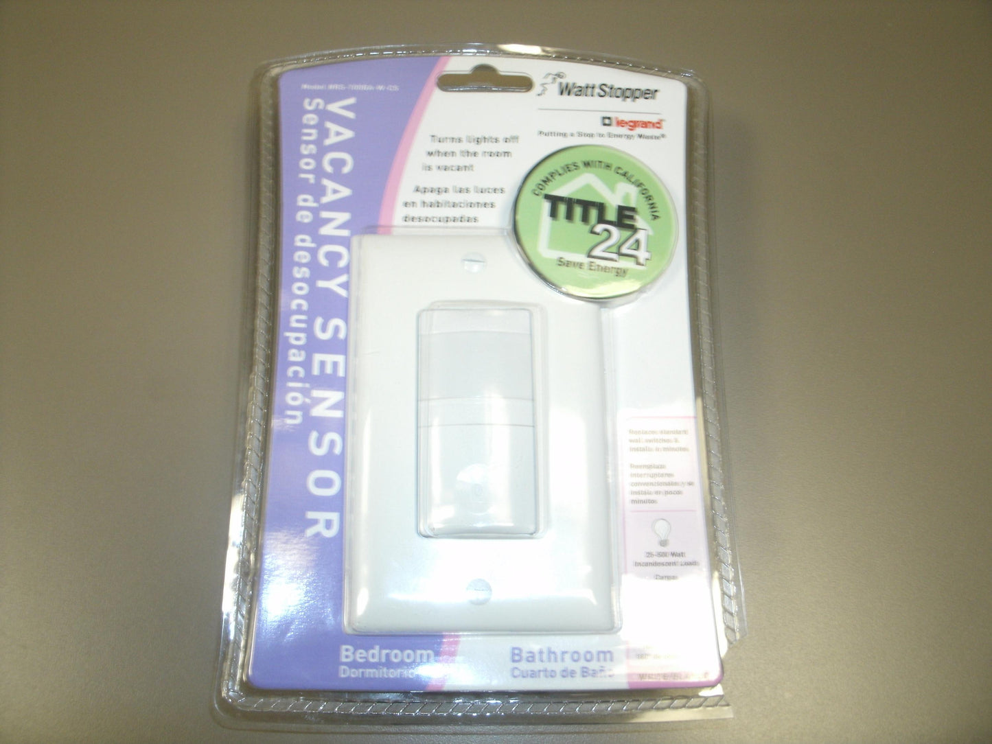 WattStopper RS-100BA-W-CS Vacancy Sensor. White. New.