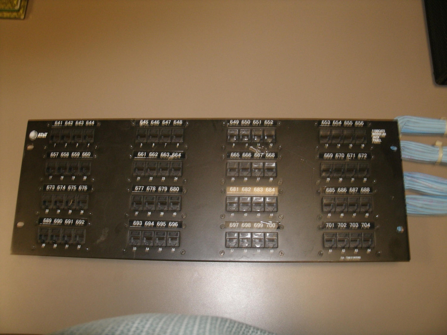 AT&T 1100CAT5 Modular Jack Panel. 64 Port. Working Pull.
