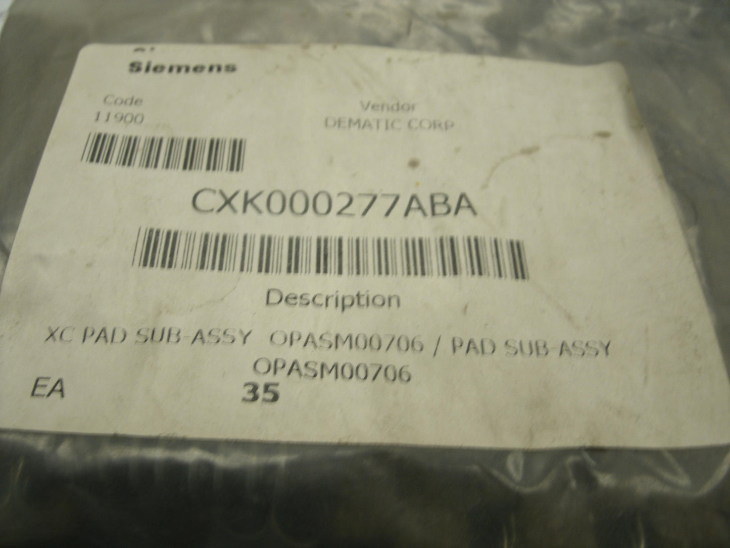 Dematic CXK000277ABA XC Pad Assembly OPASM00706.