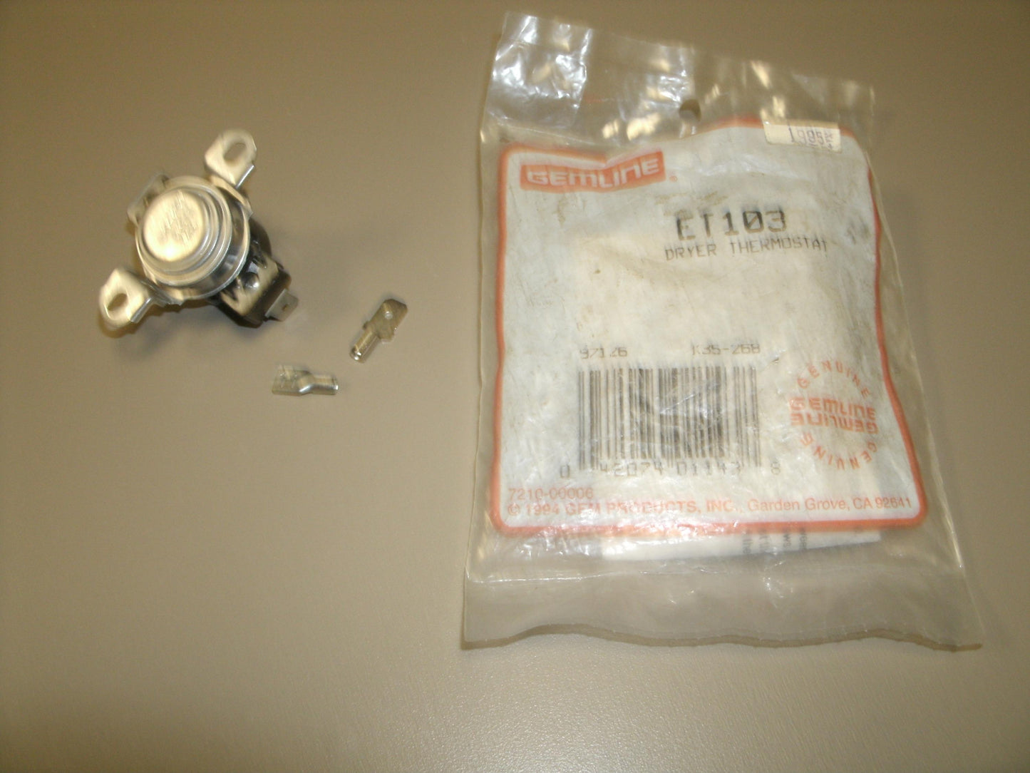 Gemline ET103 Dryer Thermostat. New.