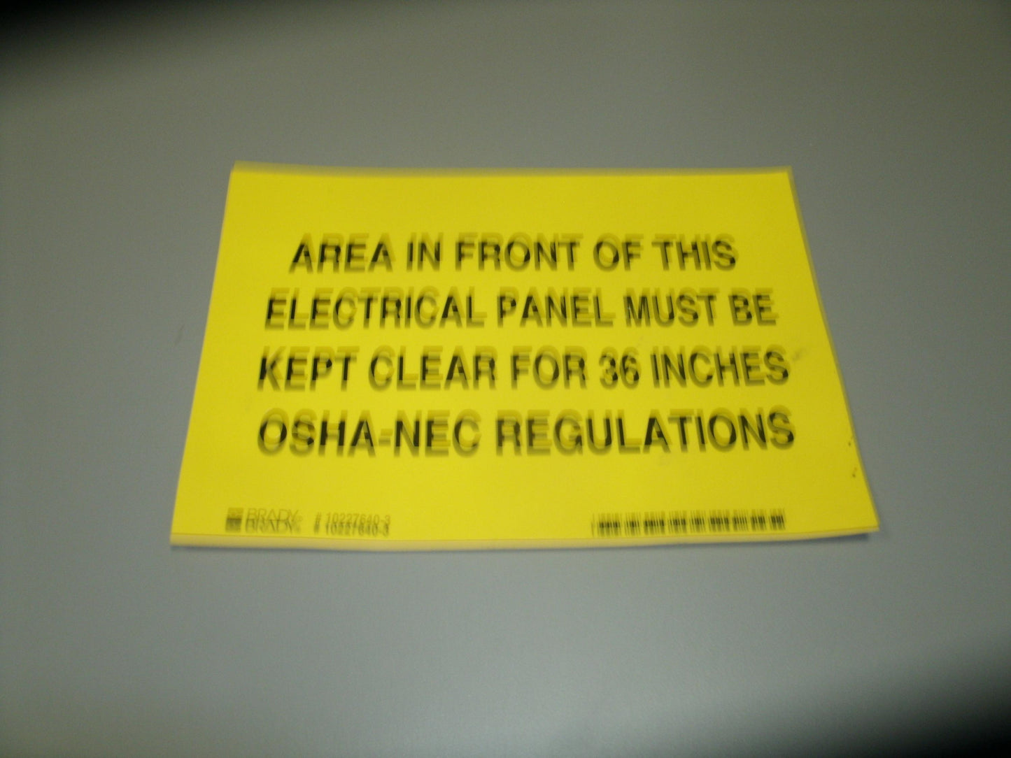 Brady # 10227640-3 Sticker. Area in Front of This Electrical (7)