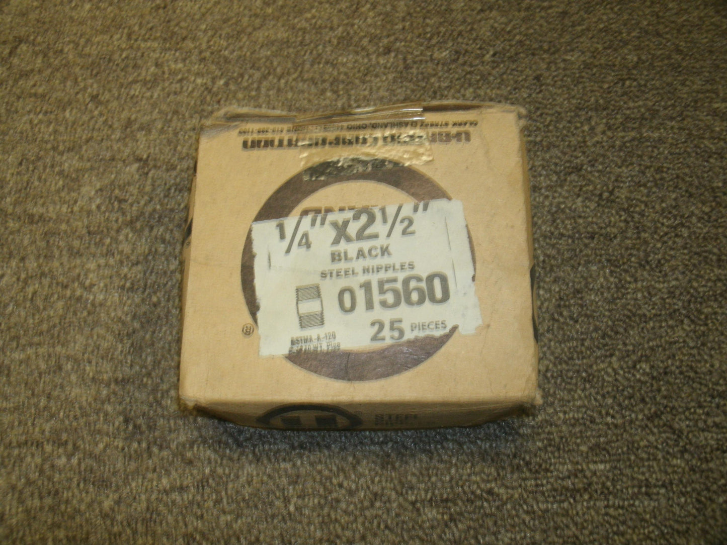 U-Brand 01560, 1/4" X 2 1/2" Black Steel Nipples. New.
