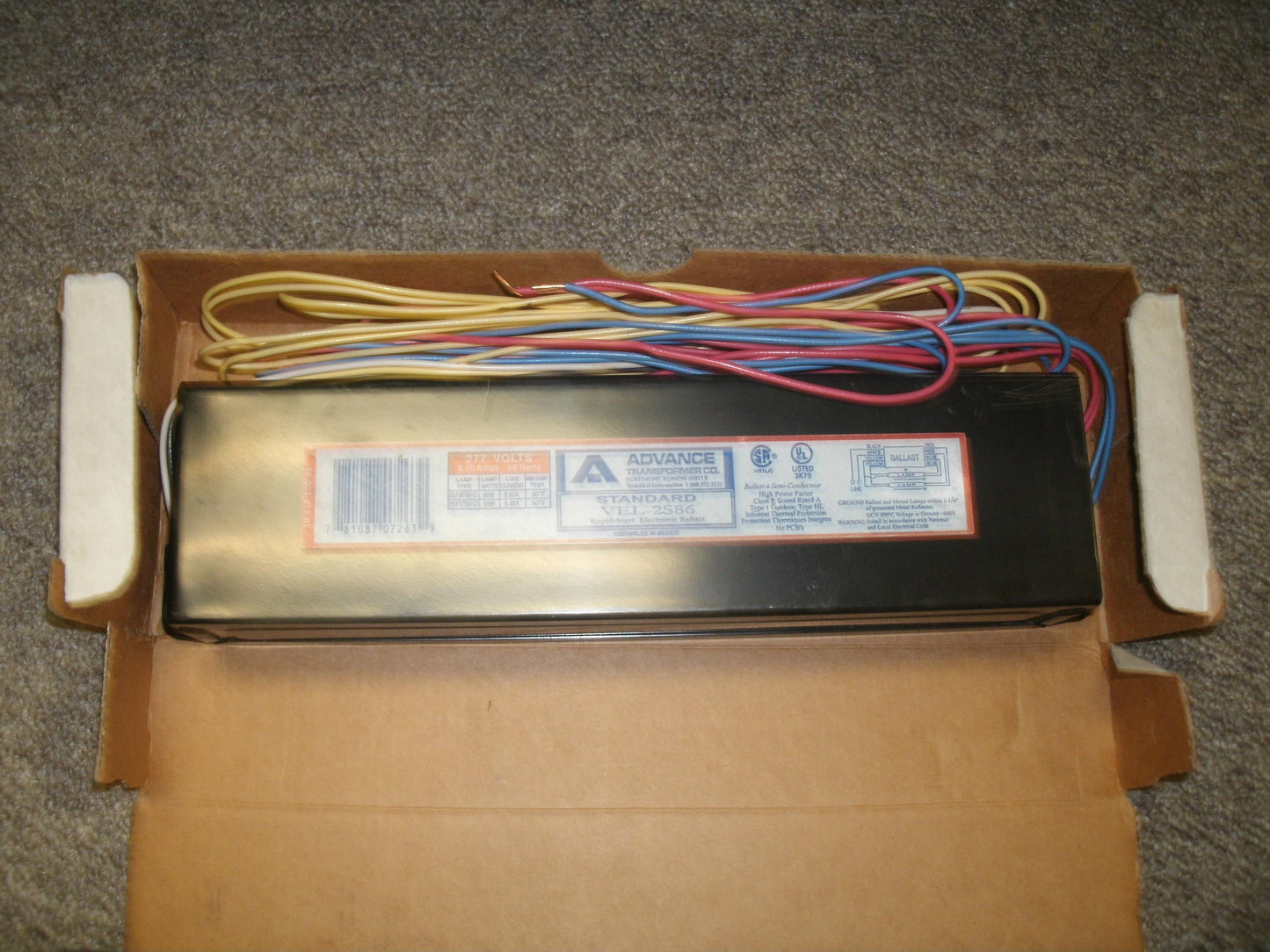 Advance Philips VEL-2S86 Electronic Ballast, 2-Lamp. New.