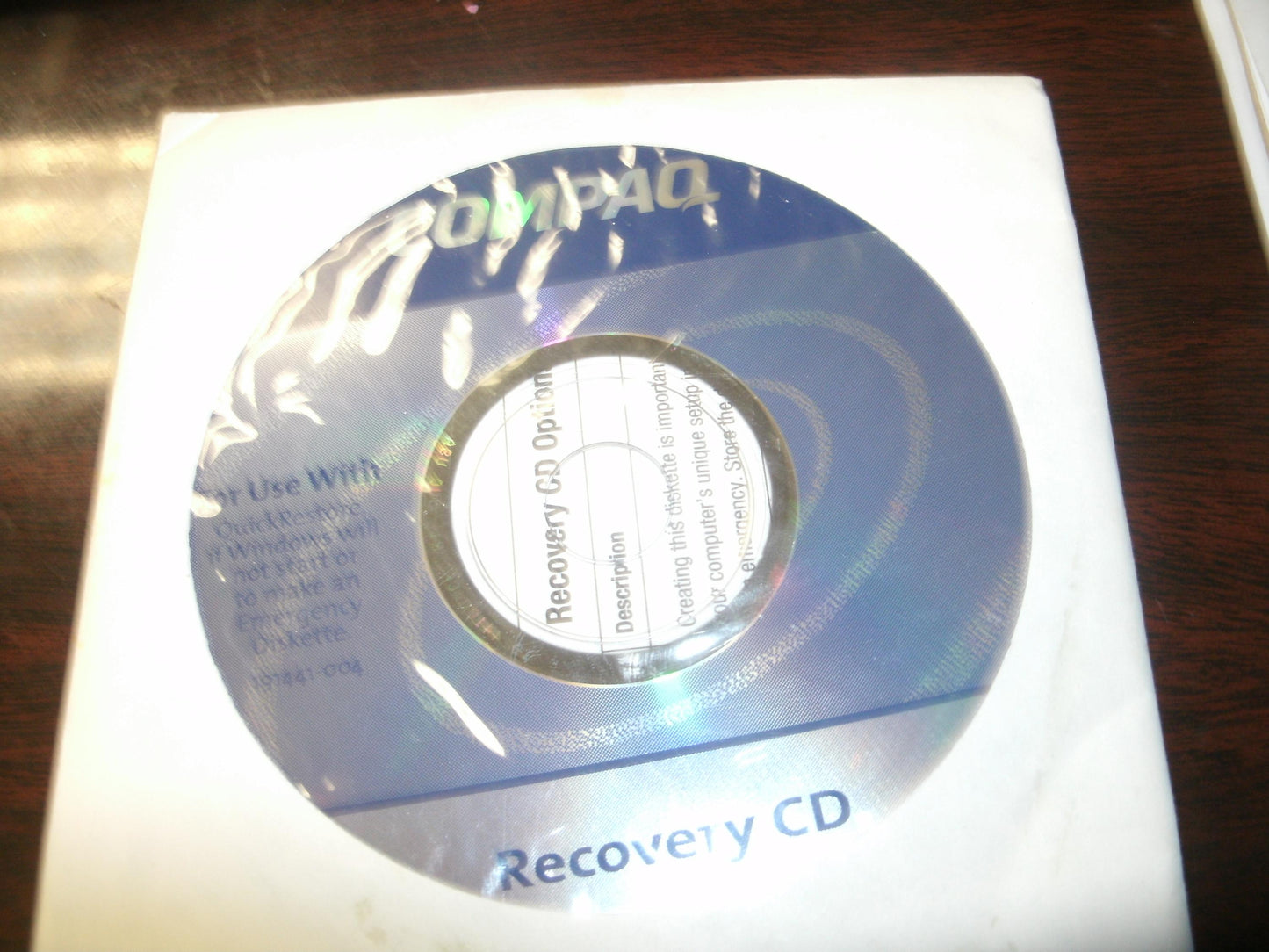 Compaq 191441-004 Recovery CD for Use With QuickRestore. (30)
