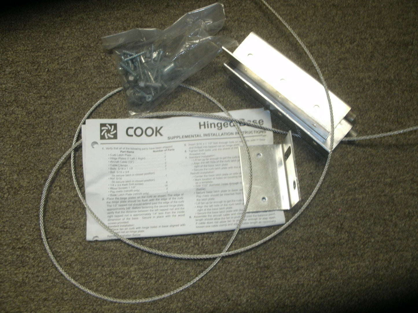 Loren Cook 778986 Hinged Small Mount Base Kit. New.
