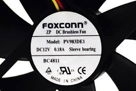 Foxconn PV983DE1. 3 3/4" X 3 3/4" Case Fan. Black. New.