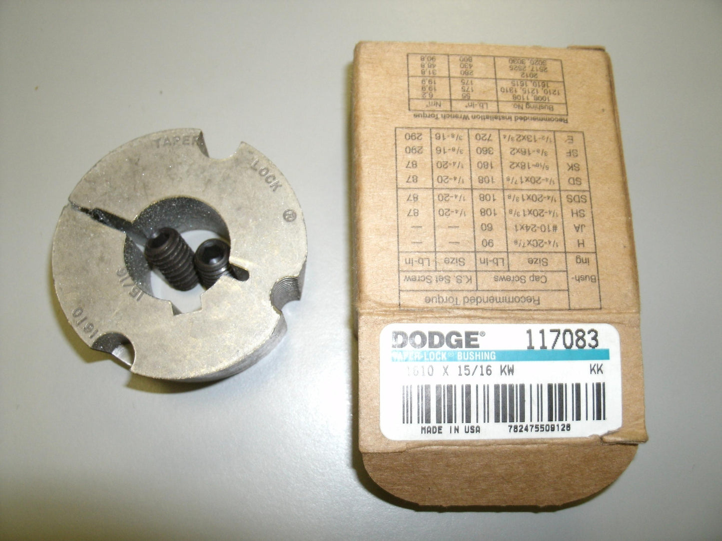 Dodge 117083 Taper-Lock Bushing. New. 1610 X 15/16 KW.