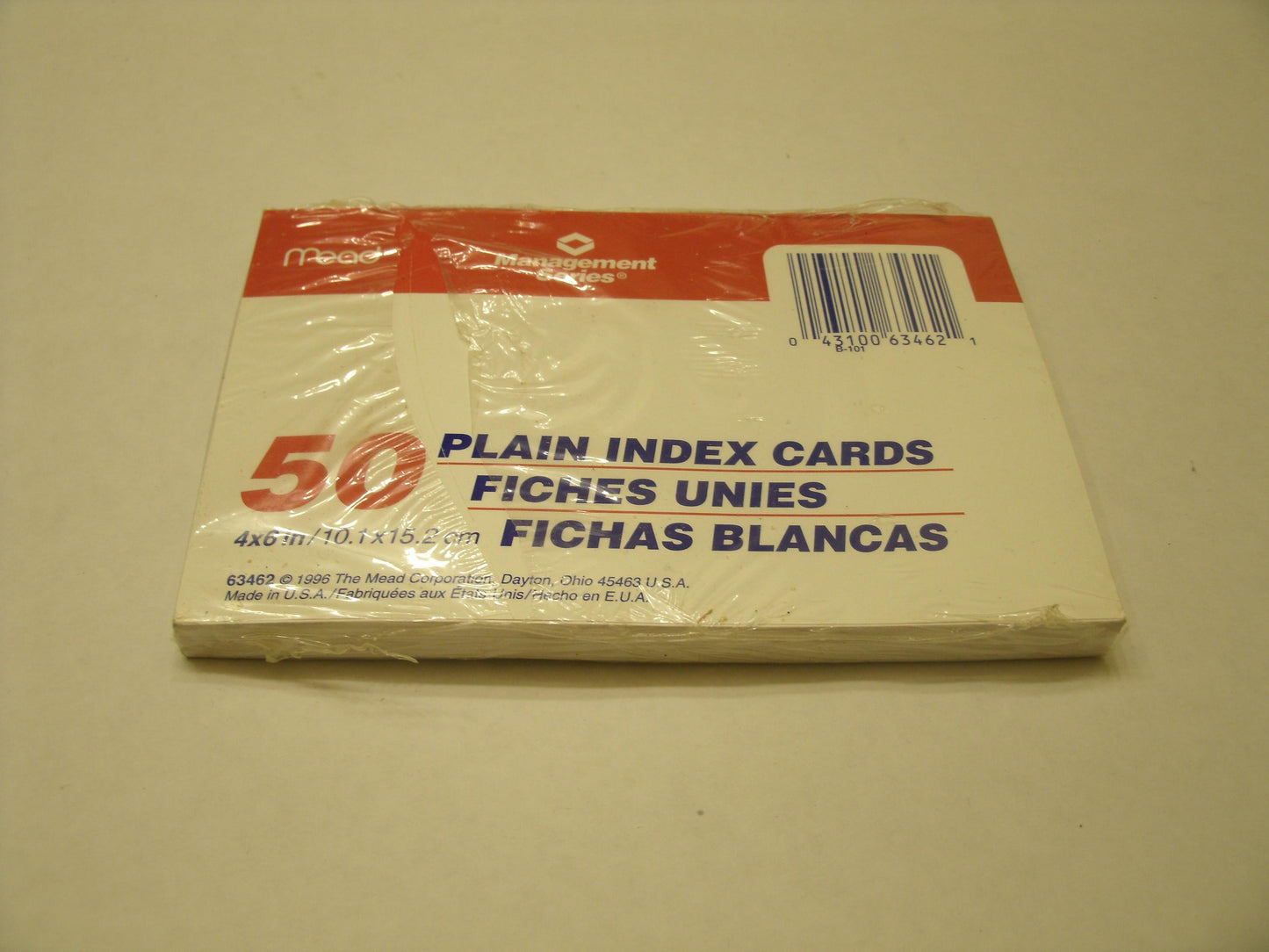 Mead 63462 Plain Index Cards. UPC: 043100634621.
