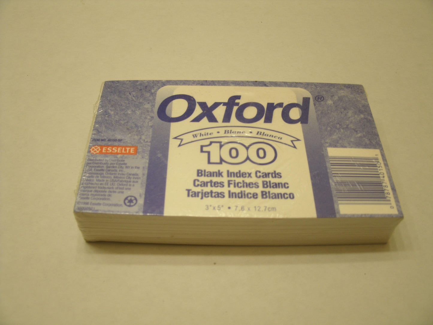 Esselte Oxford 100 White Blank Index Cards. New. 40150-SP.