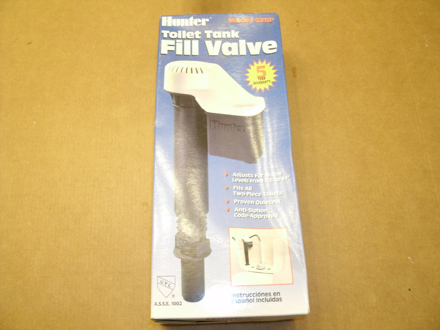 Hunter 528P Toilet Tank Fill Value. New.