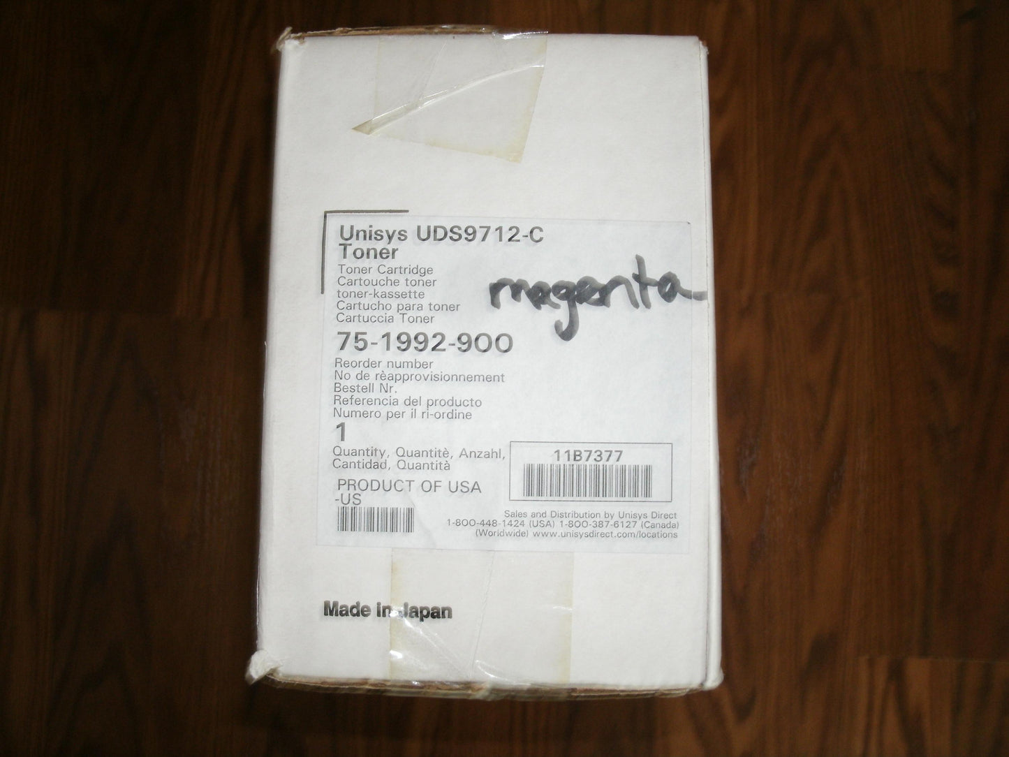 Unisys 75-1992-900 Magenta Toner. OEM. New. UDE9712-C.