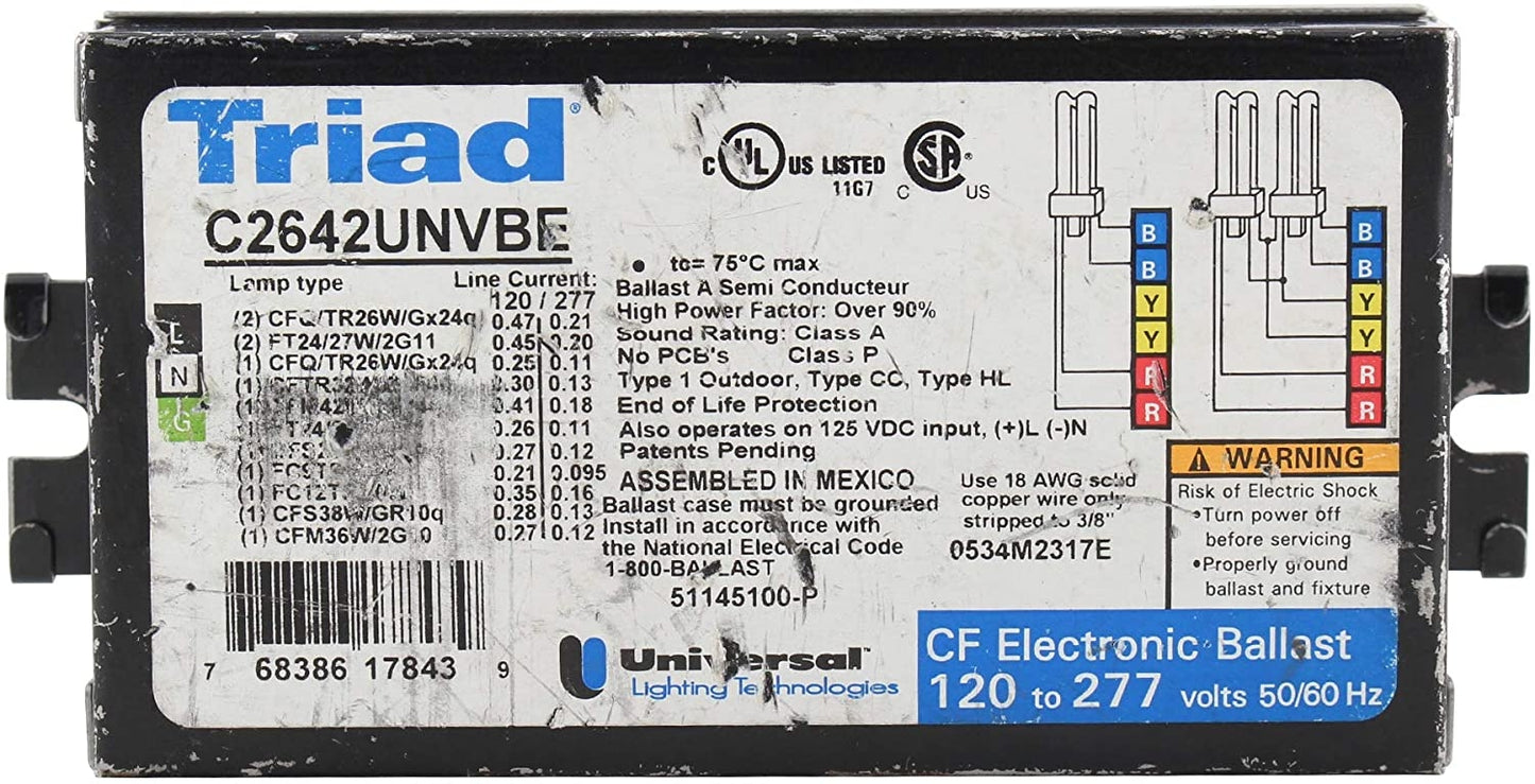 Triad C2642UNVBE, CF Electronic Ballast. Universal Lighting Tech