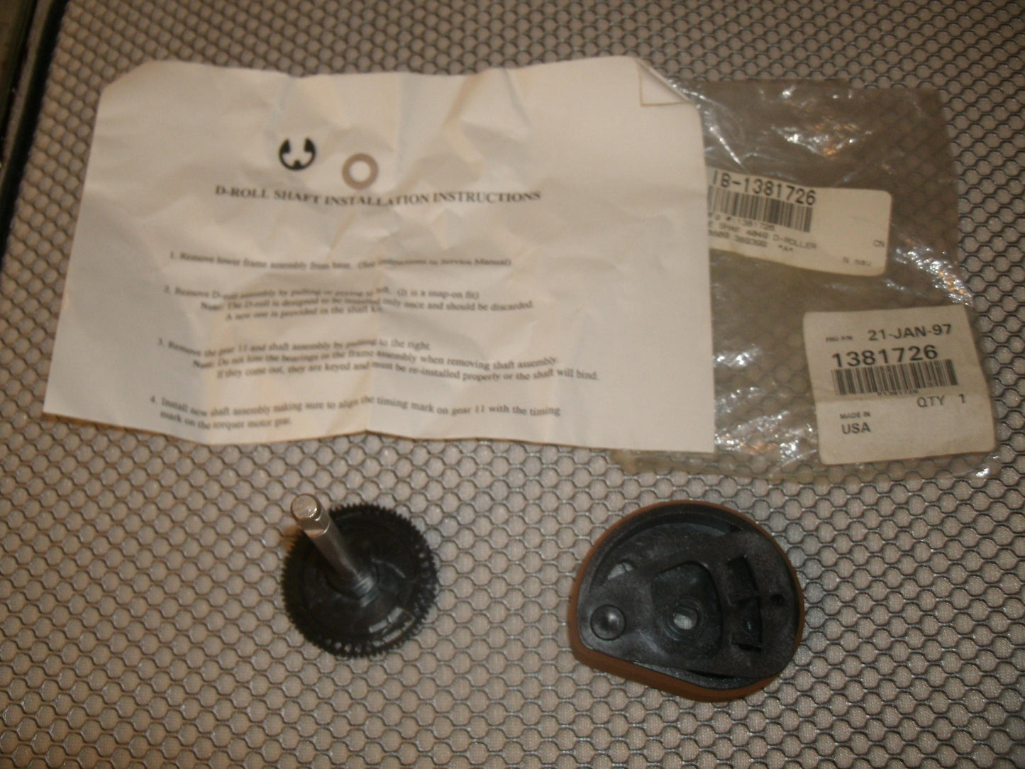 Okidata 1381727. IB-1381726. D Roller Shaft.
