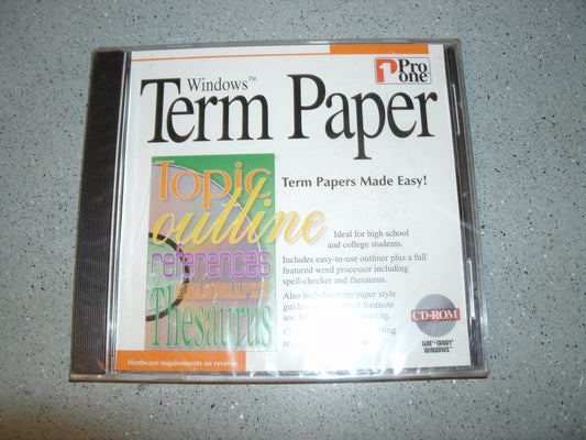 Windows Term Paper. New. Term Papers Made Easy. CD-ROM.
