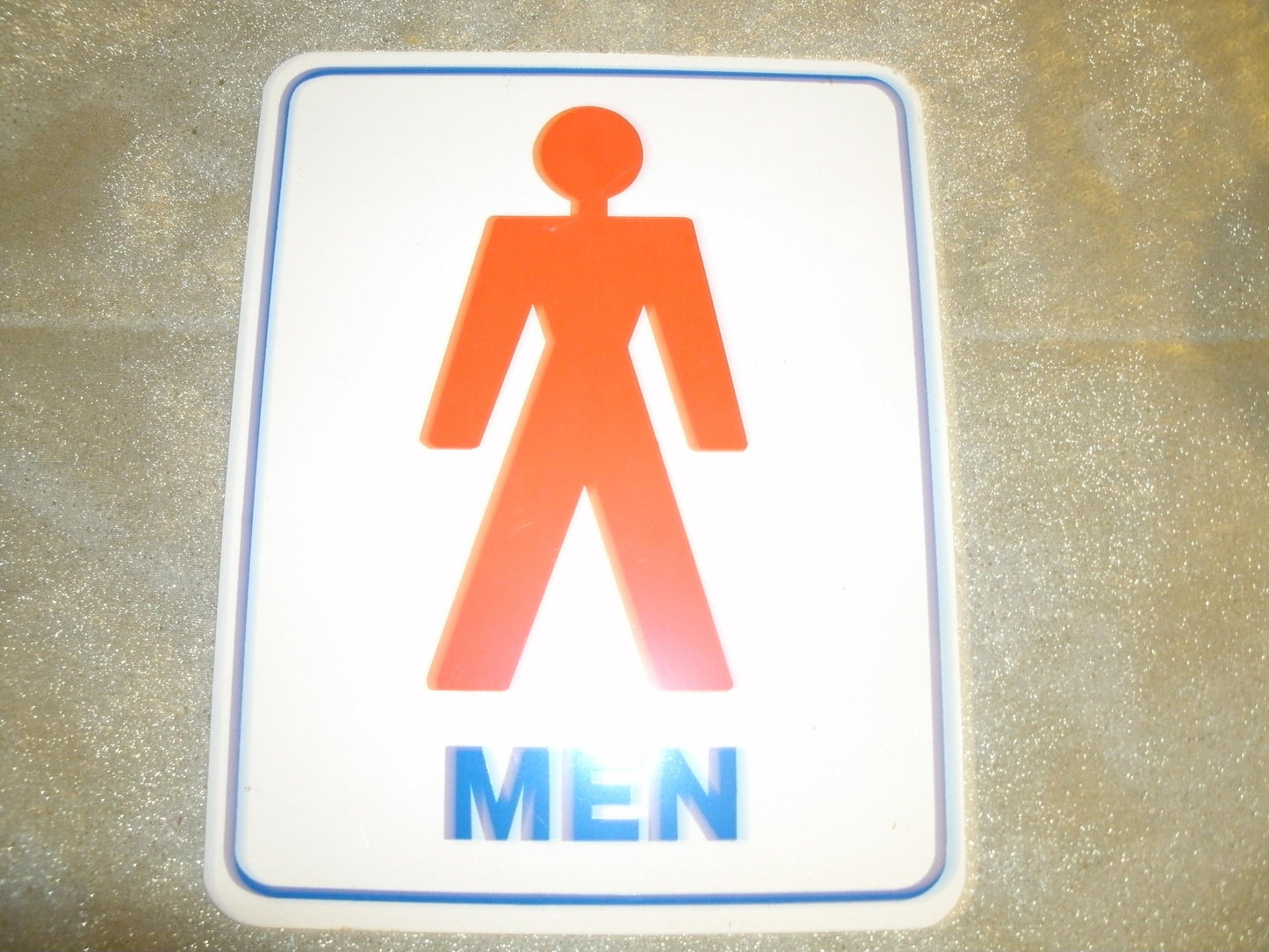 Men's Bathroom Plastic Sign. Self Stick. New. 6" W X 7 1/2" H.