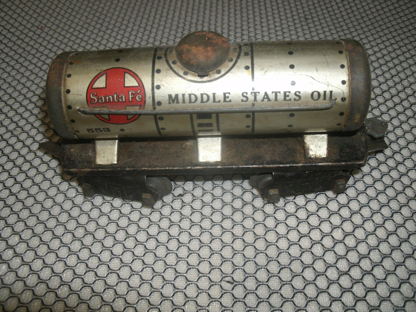 Marx Santa Fe Tanker Car 553 Train. Middle States Oil.