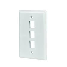 Keystone Wall Plate, 3 Hole Jack, White. New.