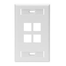 Leviton 4 Port Wallplate. White. 42080-4WS. 078477978290.
