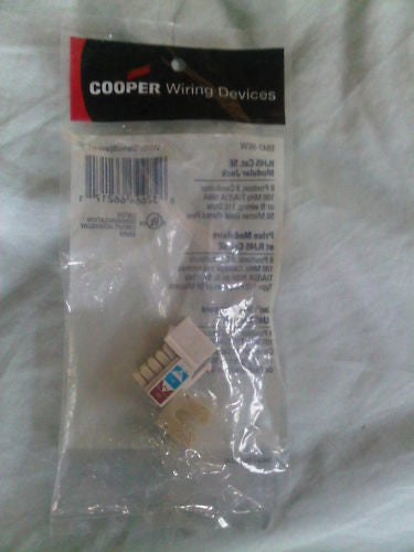 Cooper Wiring Devices 5547-3EW CAT 3 RJ11. New. White.