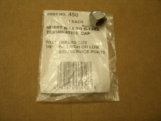 Quest 450 R-12 to R-134A Termination Cap. New. #450.