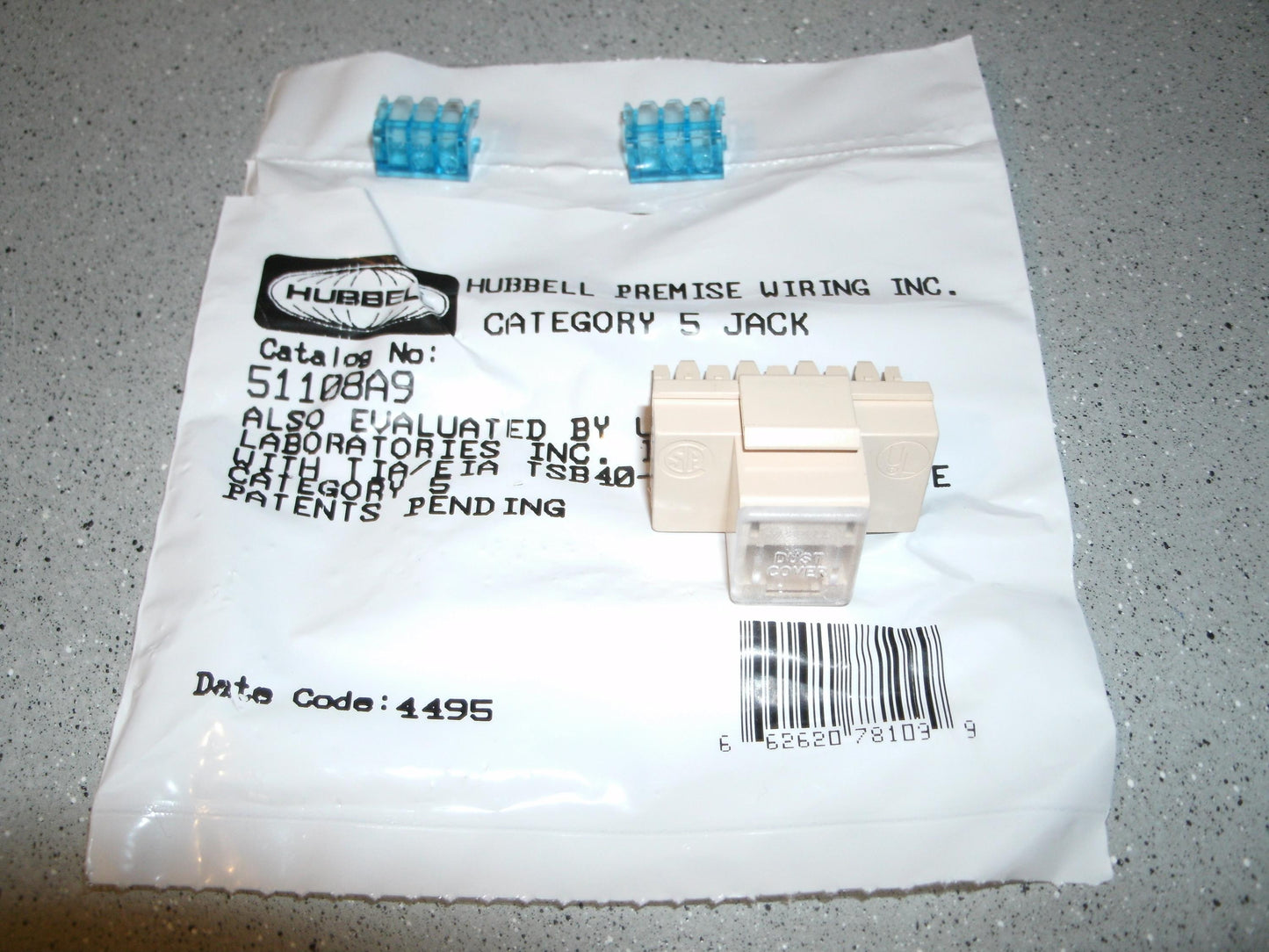 Hubbell 51108A9 CAT5 Jack. Ivory. New.