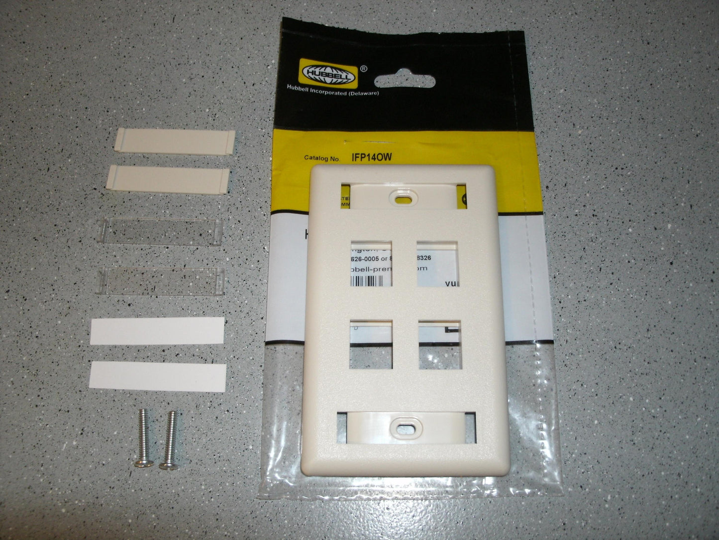 Hubbell IFP140W 4 Port 1 Gang Plate. New. Office White.