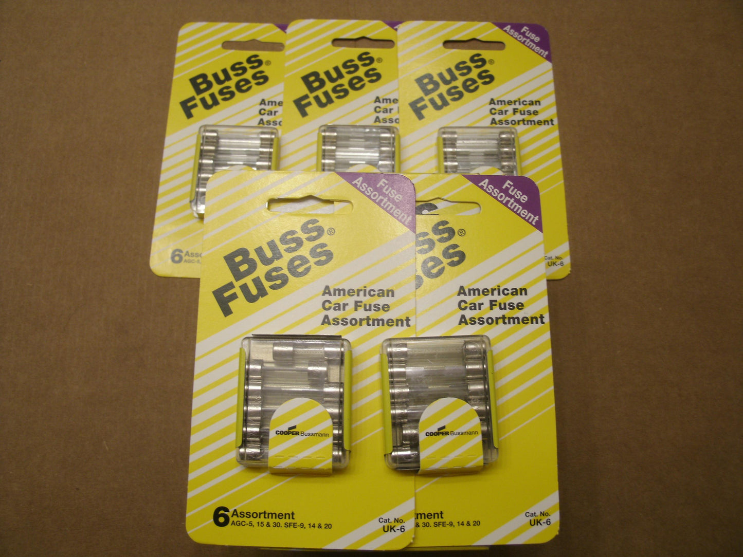 Buss Car Fuses. Assorted Sizes. New. UK-6.