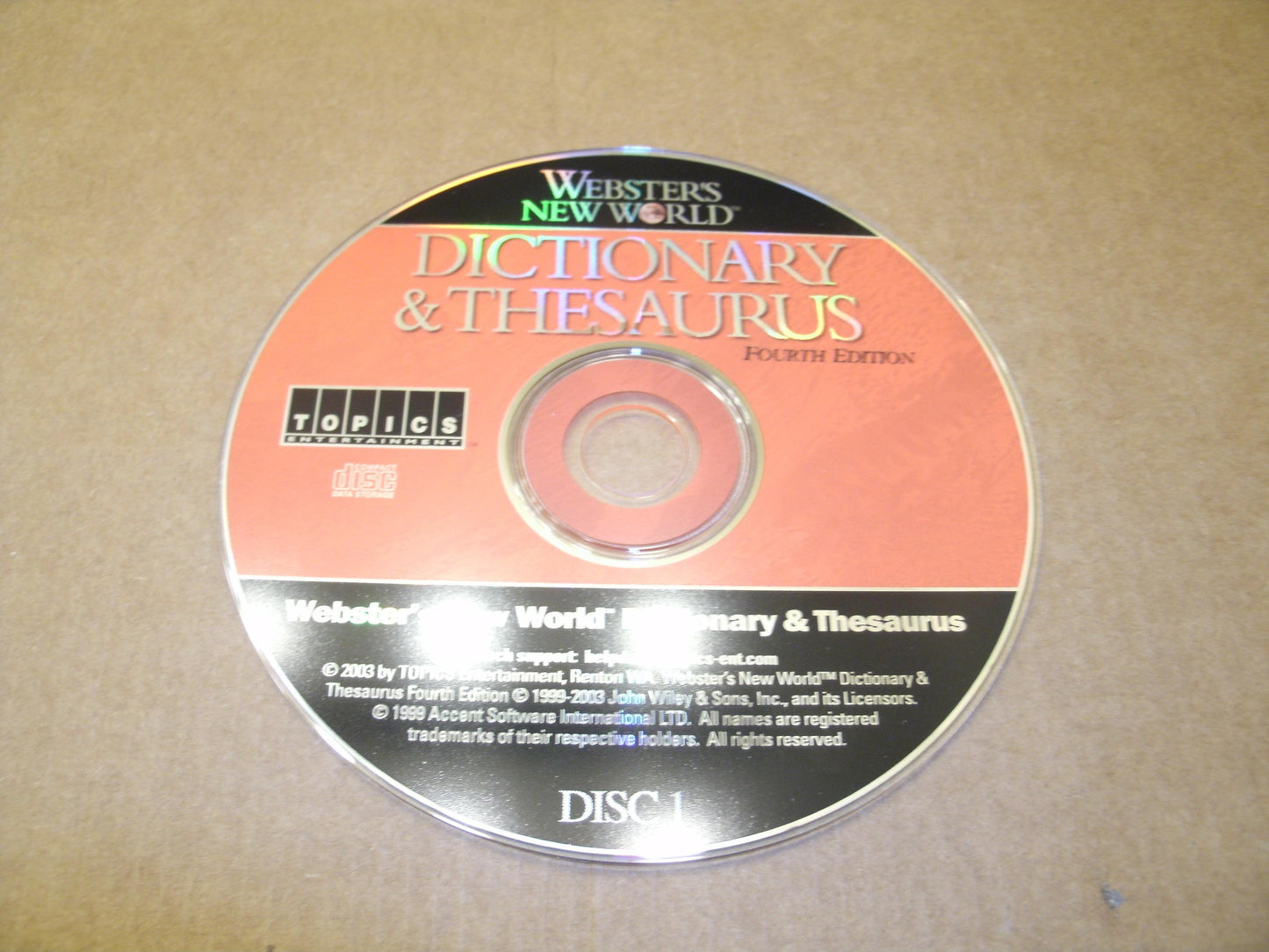Webster's New World Dictionary and Thesaurus CD.