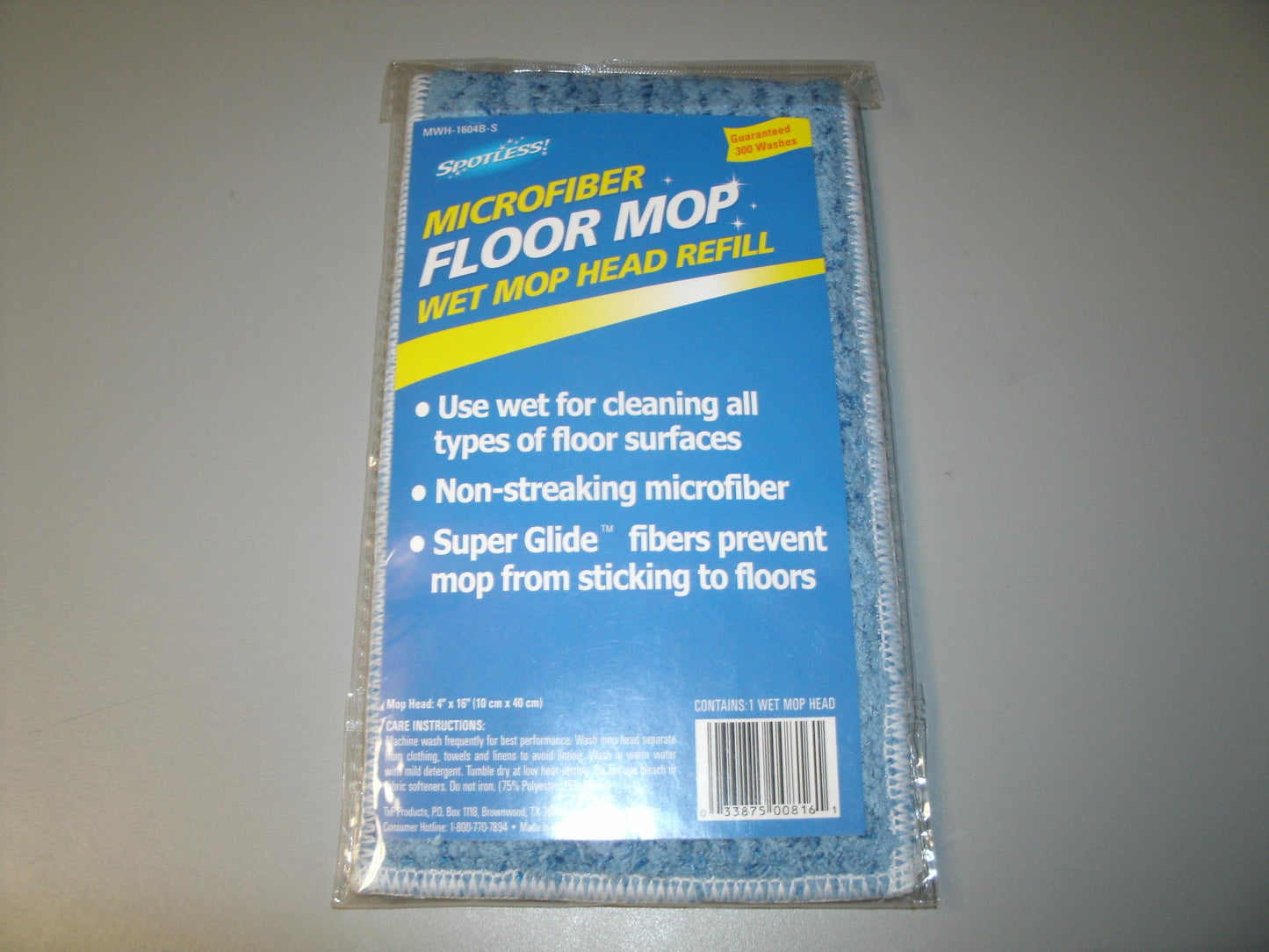 Spotless Microfiber Floor Mop. MWH-1604B-S. Box of 10.