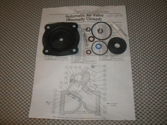 Automatic Air Valve, 2123-107-99 Rebuild Kit. New.