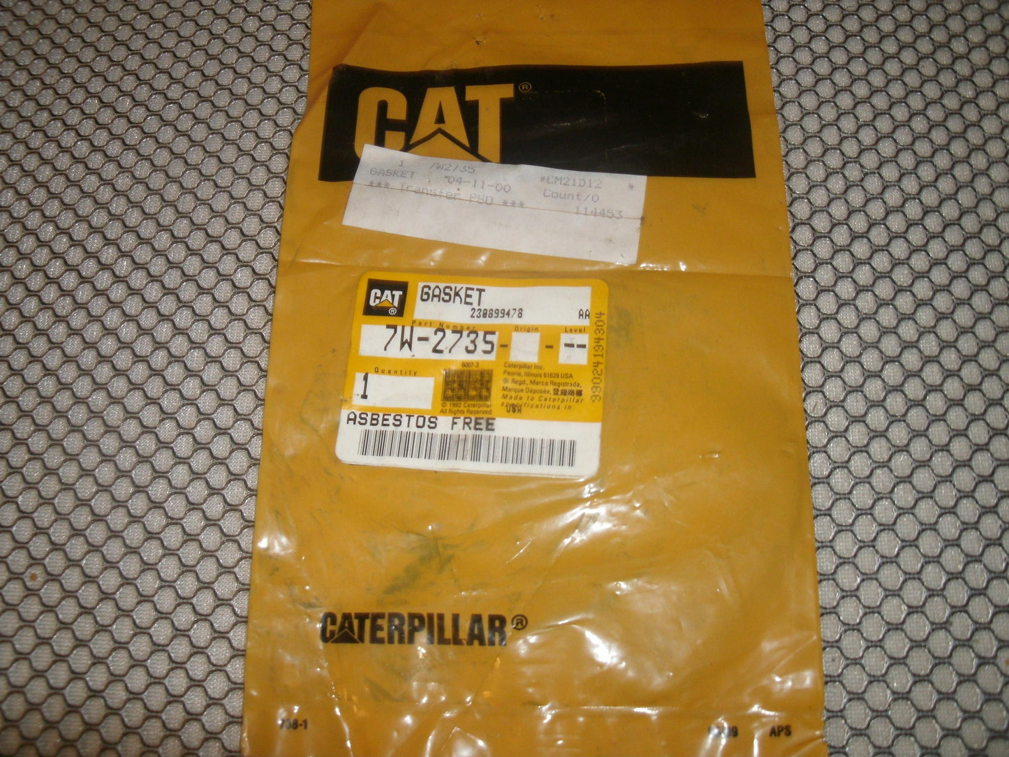 Caterpillar 7W-2735 Gasket. New.